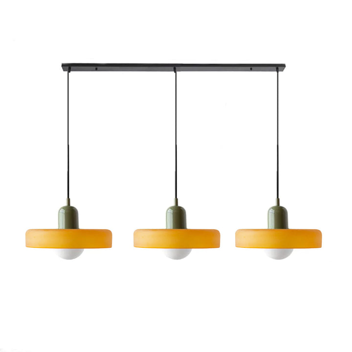 Vintage Flair 3-köpfige Pendelleuchte aus farbigem Glas