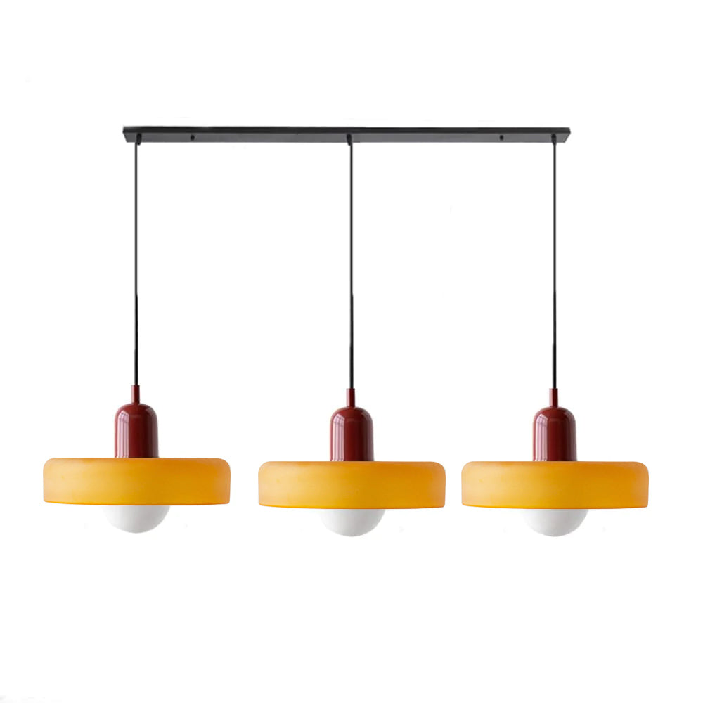 Vintage Flair 3-köpfige Pendelleuchte aus farbigem Glas