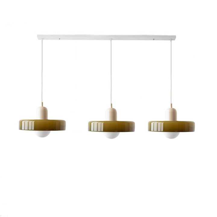 Vintage Flair 3-köpfige Pendelleuchte aus farbigem Glas