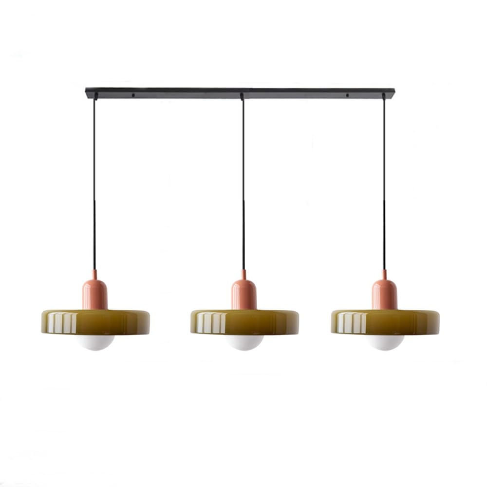 Vintage Flair 3-köpfige Pendelleuchte aus farbigem Glas