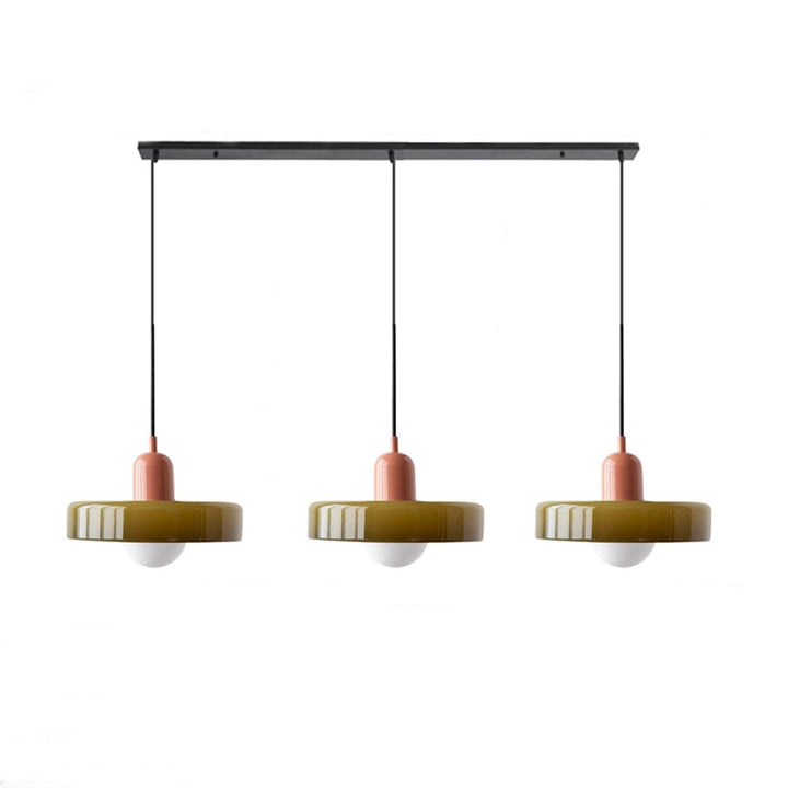 Vintage Flair 3-köpfige Pendelleuchte aus farbigem Glas