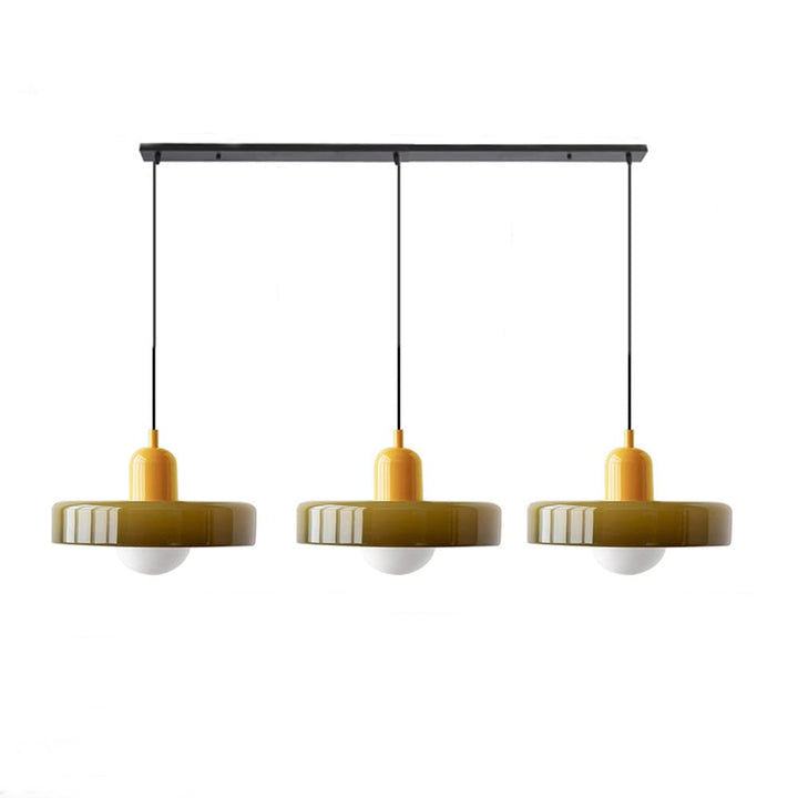 Vintage Flair 3-köpfige Pendelleuchte aus farbigem Glas