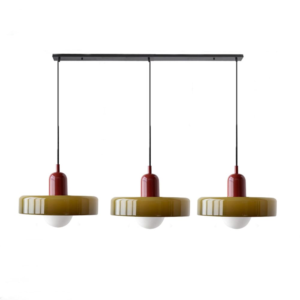 Vintage Flair 3-köpfige Pendelleuchte aus farbigem Glas