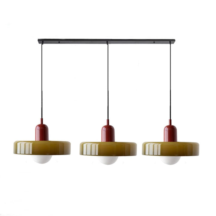 Vintage Flair 3-köpfige Pendelleuchte aus farbigem Glas