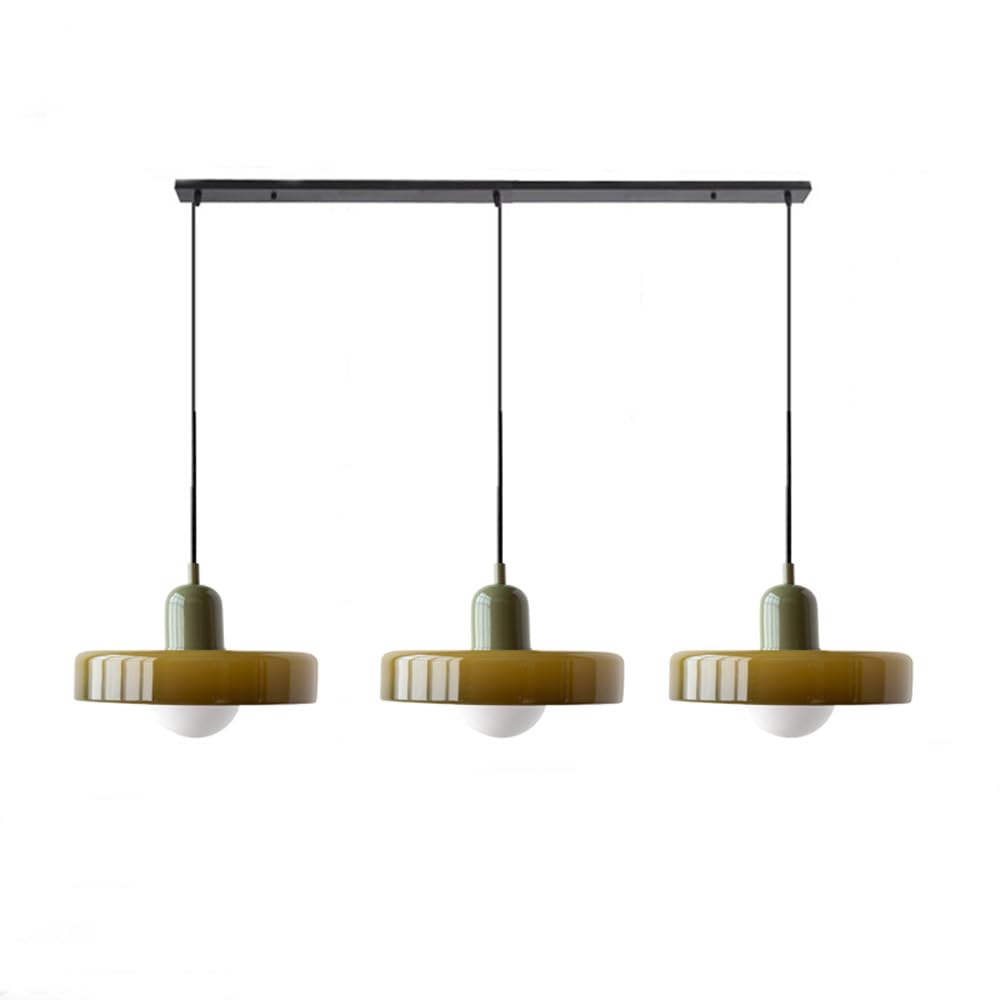 Vintage Flair 3-köpfige Pendelleuchte aus farbigem Glas