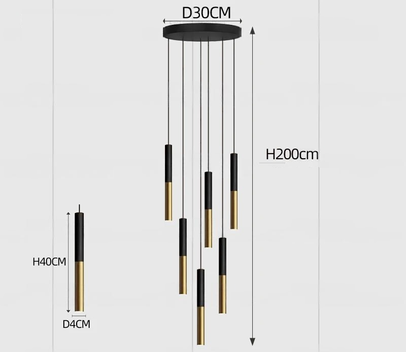 Yvida™ | Black Brass Tube Pendelleuchte