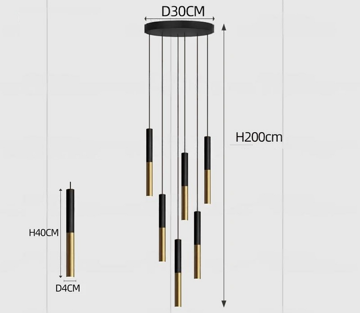 Yvida™ | Black Brass Tube Pendelleuchte