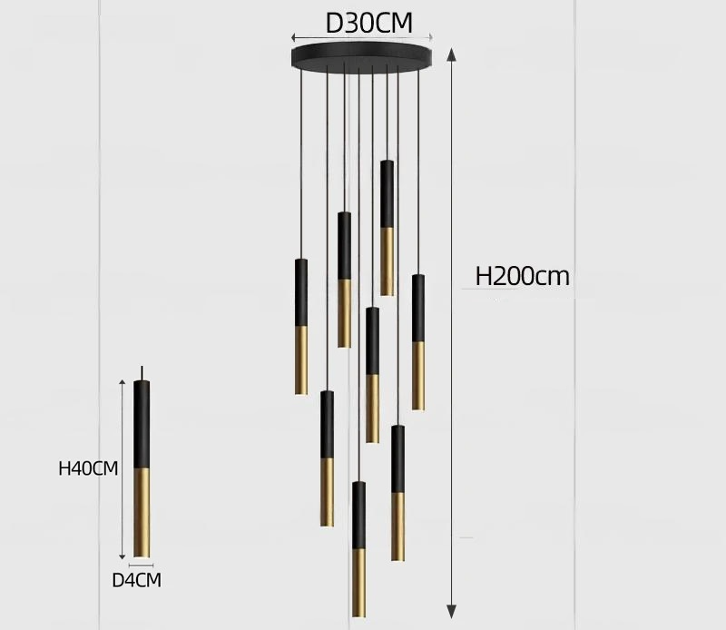 Yvida™ | Black Brass Tube Pendelleuchte