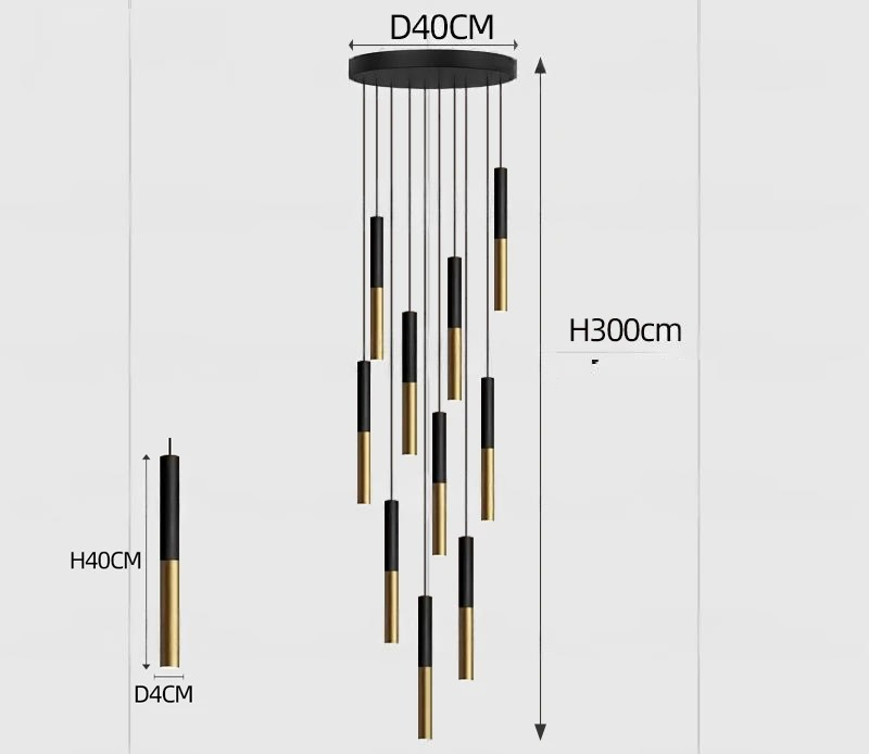 Yvida™ | Black Brass Tube Pendelleuchte