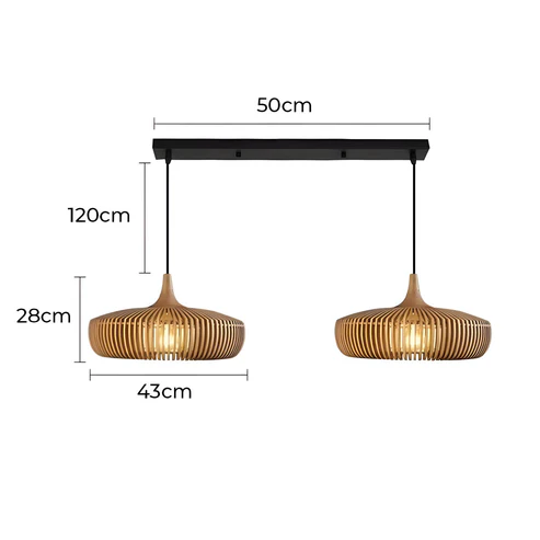 Velora ™ | Rustikale Holz-Pendelleuchte