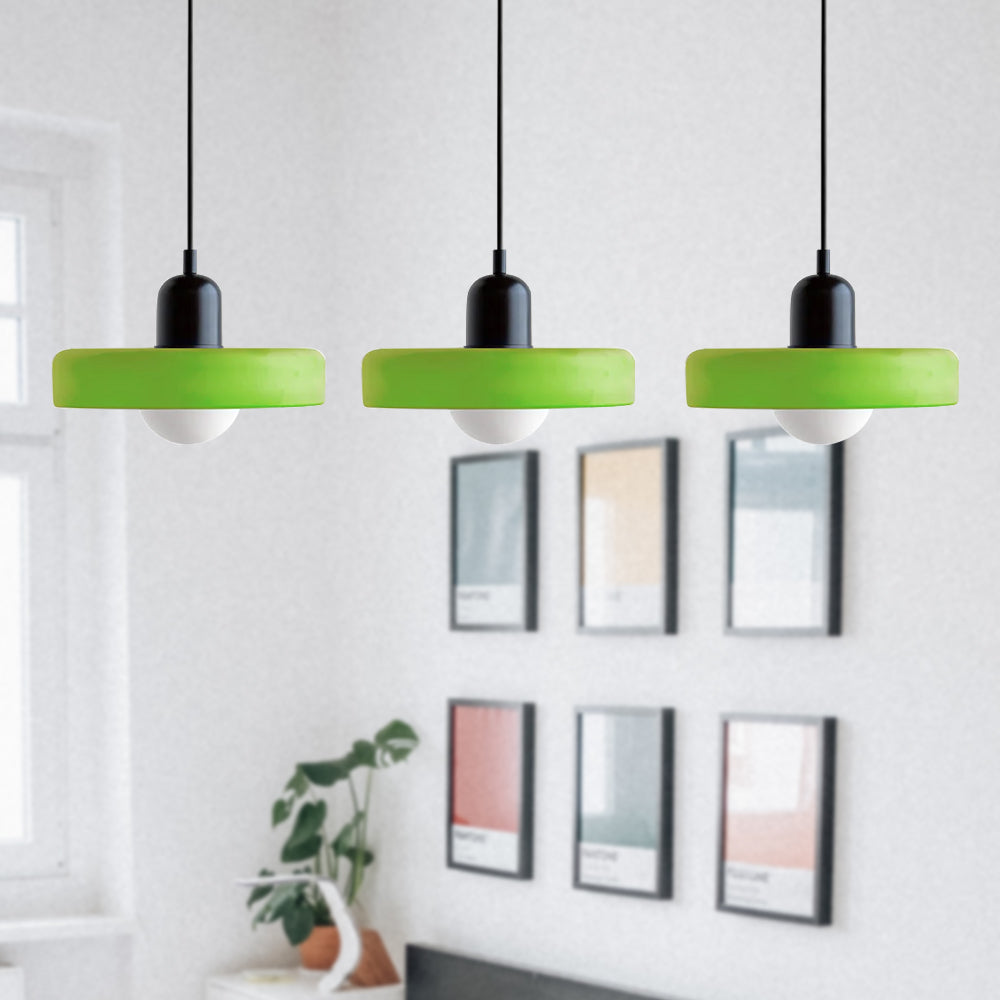 Vintage Flair 3-köpfige Pendelleuchte aus farbigem Glas