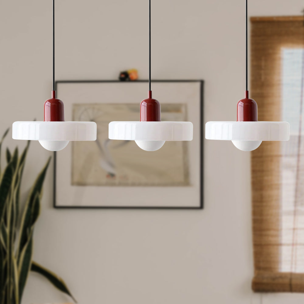 Vintage Flair 3-köpfige Pendelleuchte aus farbigem Glas