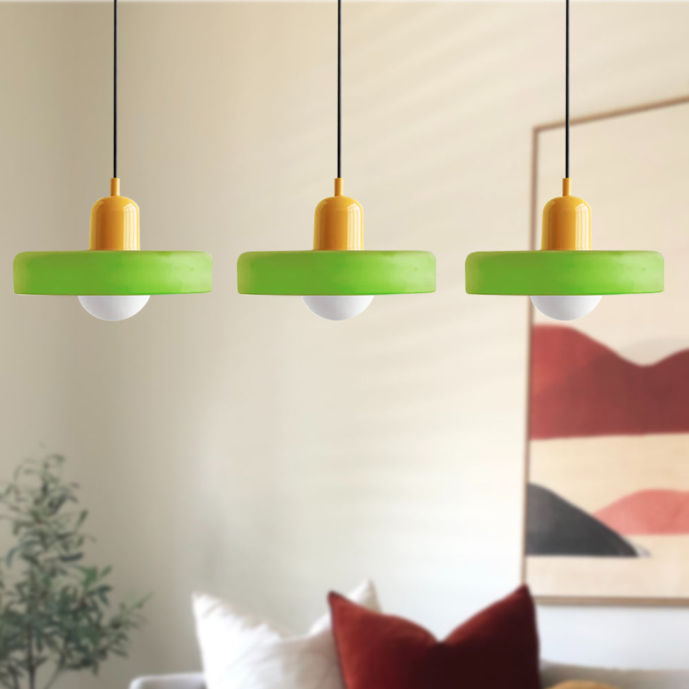 Vintage Flair 3-köpfige Pendelleuchte aus farbigem Glas