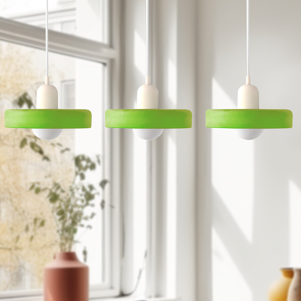 Vintage Flair 3-köpfige Pendelleuchte aus farbigem Glas