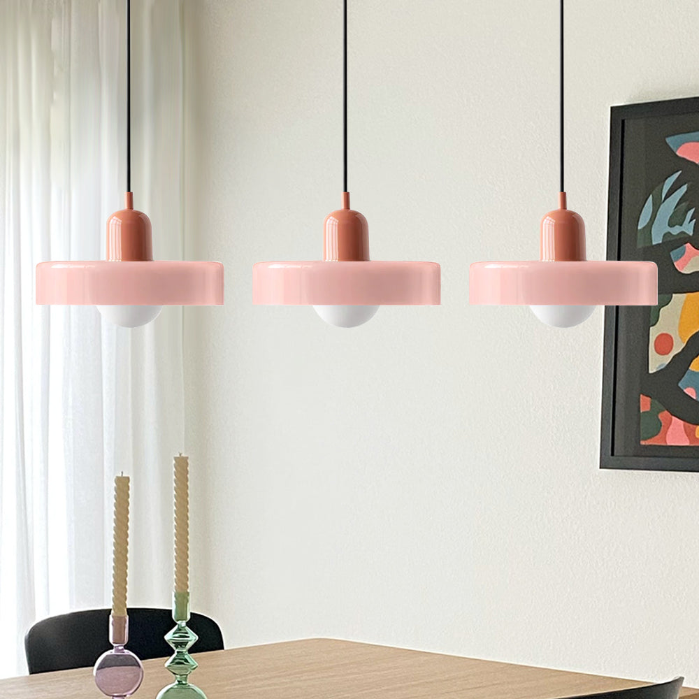 Vintage Flair 3-köpfige Pendelleuchte aus farbigem Glas