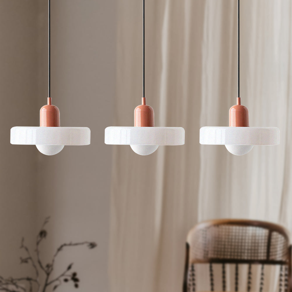 Vintage Flair 3-köpfige Pendelleuchte aus farbigem Glas