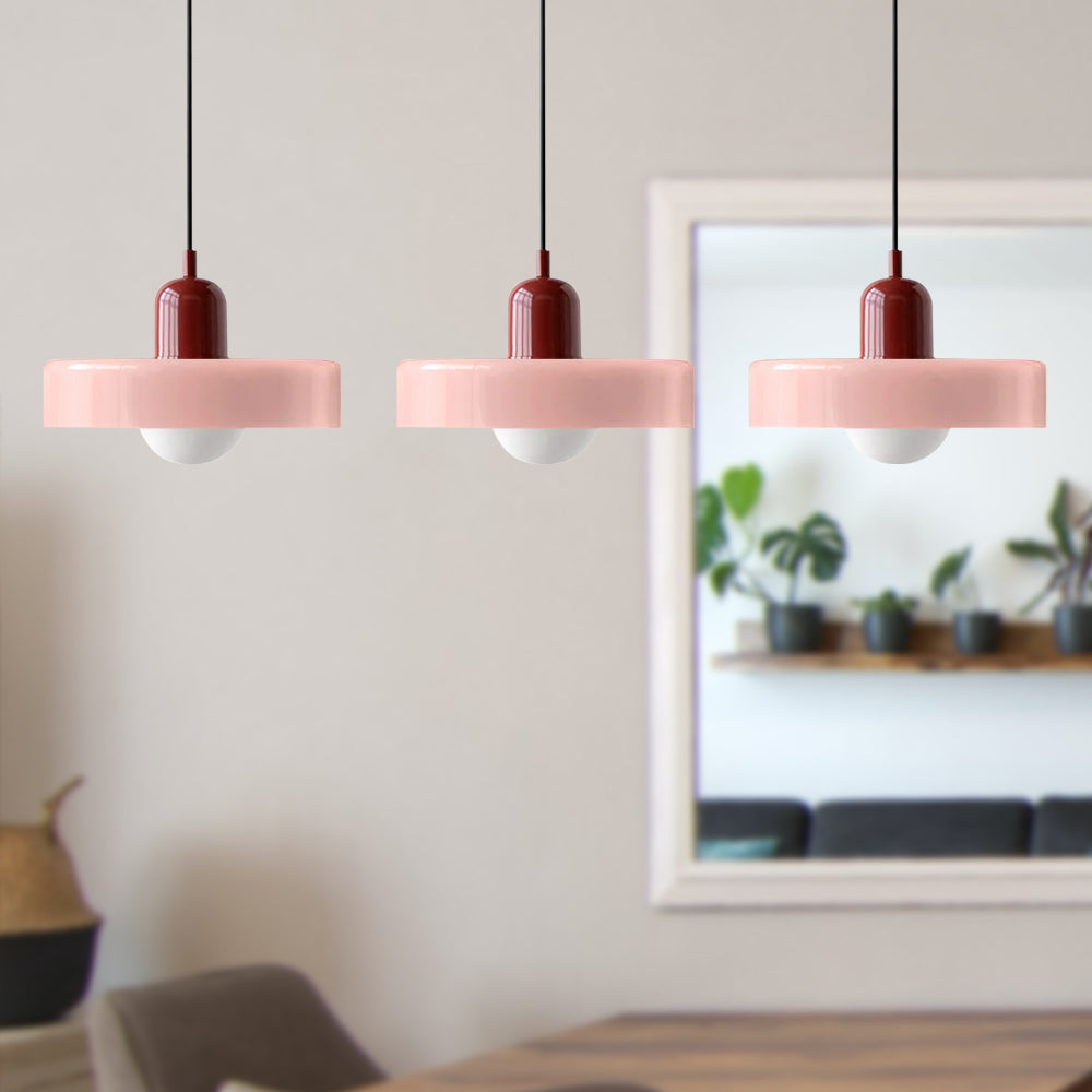 Vintage Flair 3-köpfige Pendelleuchte aus farbigem Glas