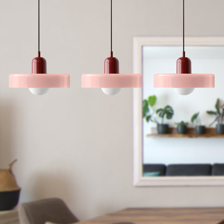 Vintage Flair 3-köpfige Pendelleuchte aus farbigem Glas