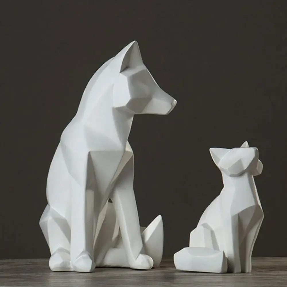 Amara™ | Geometrische Fuchs-Familien-Skulptur