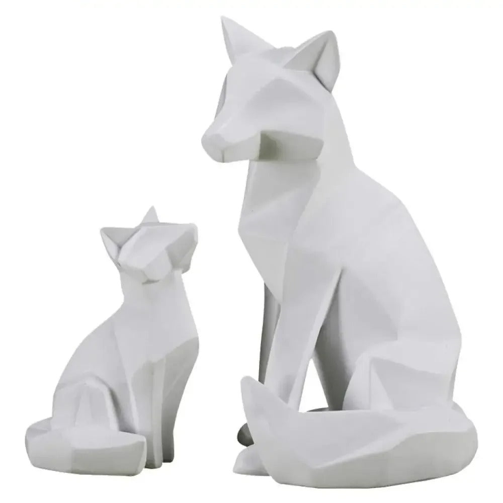Amara™ | Geometrische Fuchs-Familien-Skulptur
