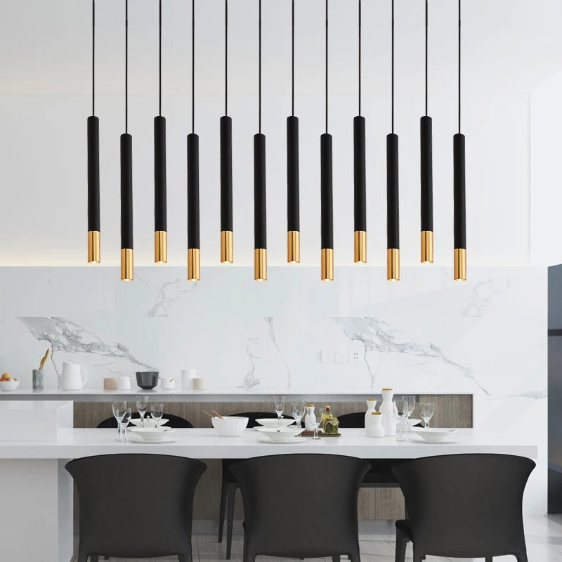 Yvida™ | Black Brass Tube Pendelleuchte