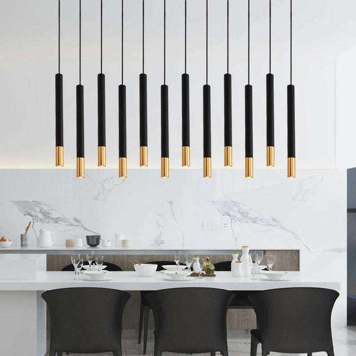 Yvida™ | Black Brass Tube Pendelleuchte