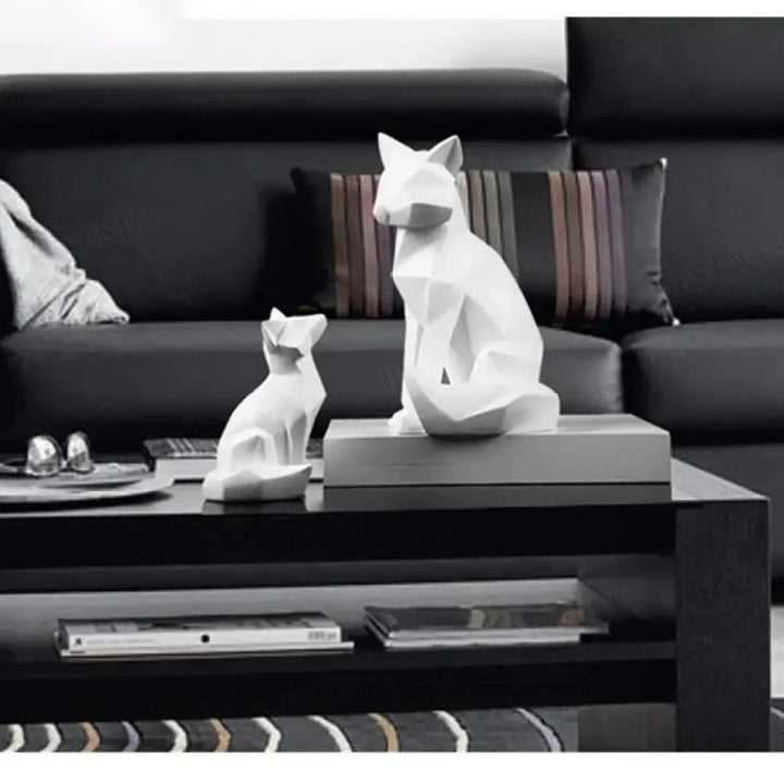 Amara™ | Geometrische Fuchs-Familien-Skulptur