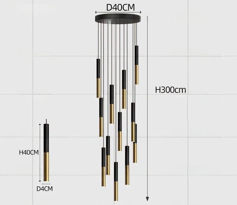 Yvida™ | Black Brass Tube Pendelleuchte