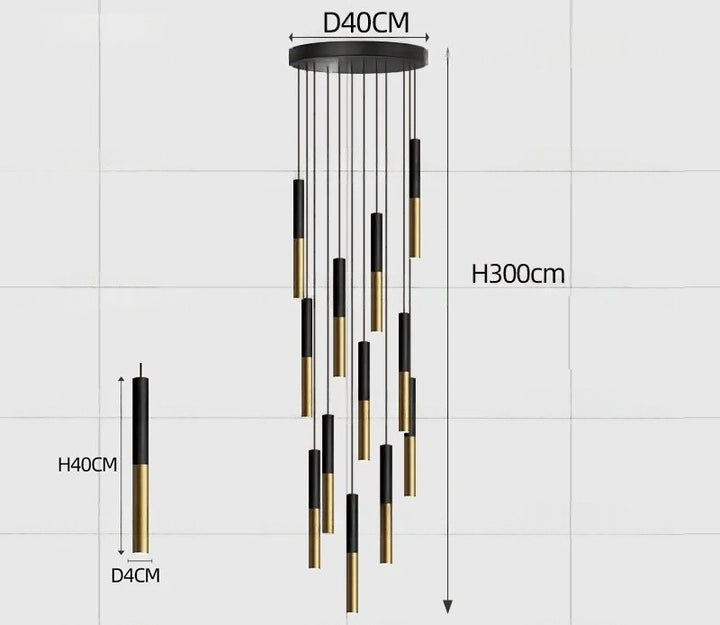 Yvida™ | Black Brass Tube Pendelleuchte