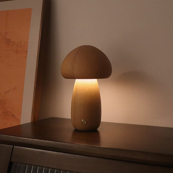 Oskar™ | Pilz-Tischlampe aus Naturholz