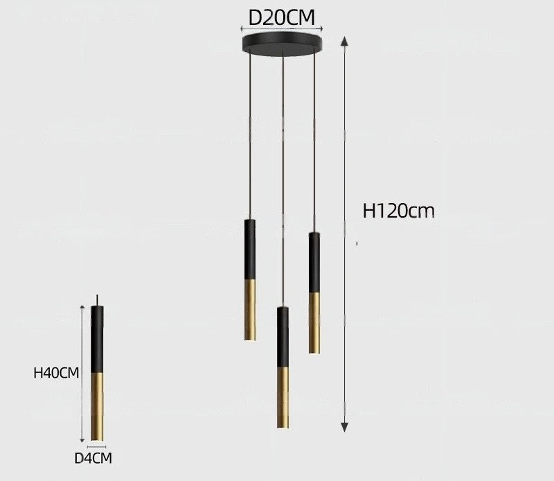 Yvida™ | Black Brass Tube Pendelleuchte